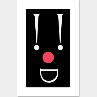 Clown, white exclamation marks and a red nose Posters and Art
